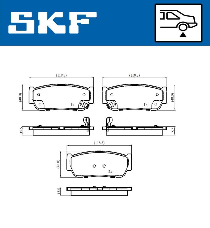 Jeu de 4 plaquettes de frein SKF ref. VKBP 91082 A